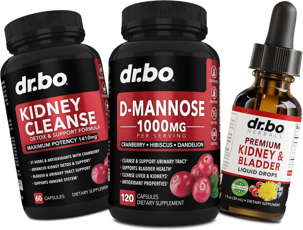 Kidney ניקויse & D Mannose תוספים - Kidney Detox & Bladder תמיכה נוזל טיפות תוספת, D-Mannose 500 מ"ג 1000 מ"ג קפסולות - DMannose Cranberry, תמיכה Kidneys, Bladder & Urinary Tract Health