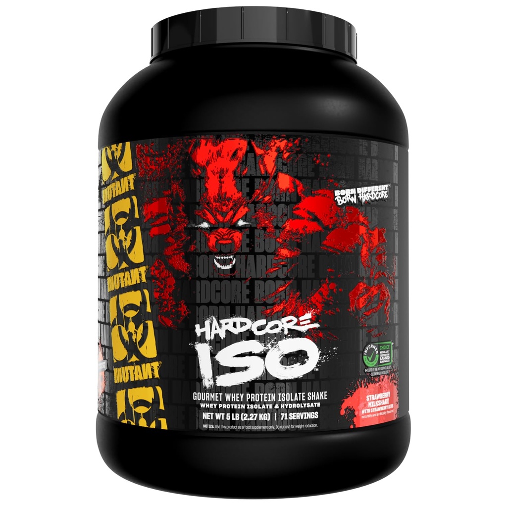 המוטאנט ISO Surge Whey חלבון Isolate אבקה לפעול במהירות כדי לעזור לשחזר, לבנות שריר, בולק וכוח, 5 lb - Strawberry Milkshake