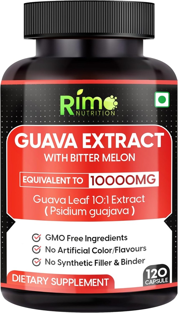 Guava Leaf Extract with Bitter Melon 120 Veg קפסולות 1000 מ"ג פרי (120 קפסולות, Guava)