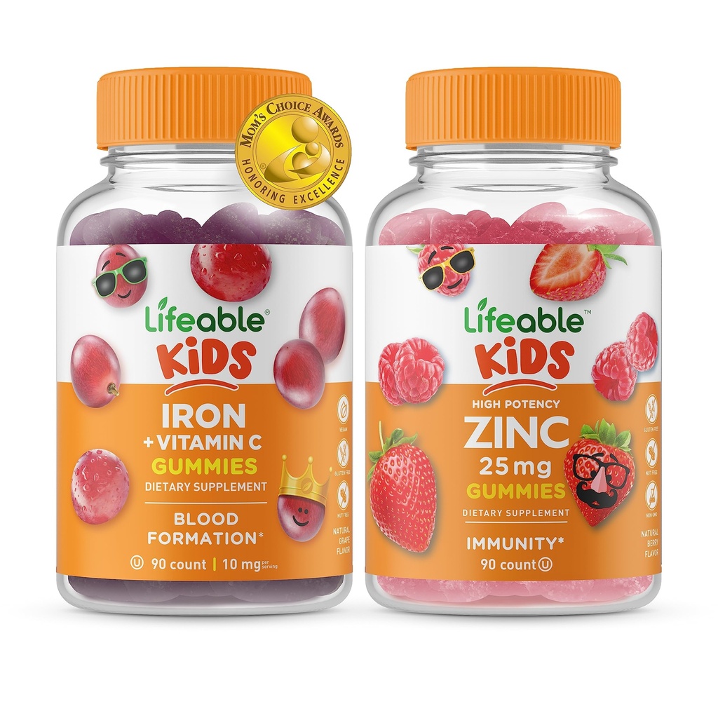 חיי ברזל ווויטמין C ילדים + Zinc 25 מ"ג ילדים, חניכיים בונדלה - גדול Tasting, ויטמין תוסף, Gluten Free, GMO Free, Chewable Gummy