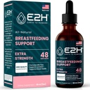 E2H הנקה תוסף ו-Latation Support - תוסף הנקה נוזלי - מכיל Fenugreek, Milk Thistle, Fennel ועוד - No Alcohol - Vegan - 2 Fl Oz