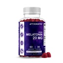 Vitamatic Melatonin 20 מ"ג חניכיים למבוגרים, 30 משרתים - 60 Count - Non-Habit Forming תוסף