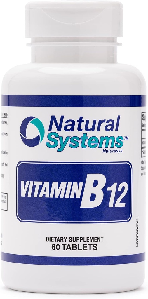 ויטמין B12 60 טבליות 1000 mcg על ידי מערכות טבעיות - B12 ויטמינים 1000 מ"ג למבוגרים עוזר Stimulate Memory* - ויטמין B12 1000 mcg עבור Good Digest * - ויטמין B12 אנרגיה Metabolism תמיכה *