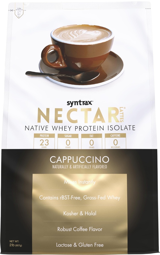 Syntrax Nutrition Nectar Lattes, 100% אבקת חלבון Whey, Cappuccino, 2 lbs