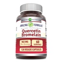 פורמולה מדהימה Quercetin 800 מ"ג עם Bromelain 165 מ"ג, 120 תוספי קפסולות Veggie | Non-GMO | Gluten Free | Made in USA