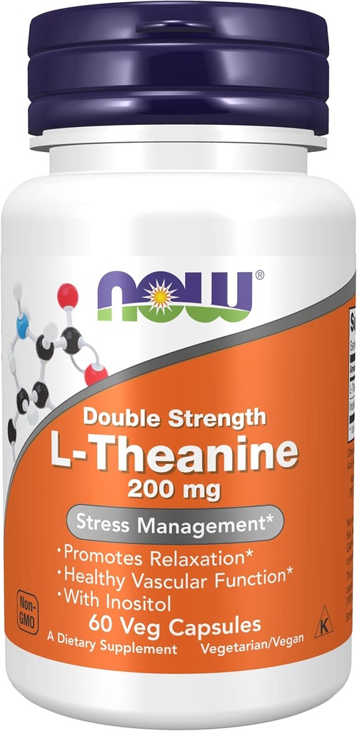 Now Foods: L-theanine Stress Management 200 מ"ג, 60 כובעים (2 Pack)