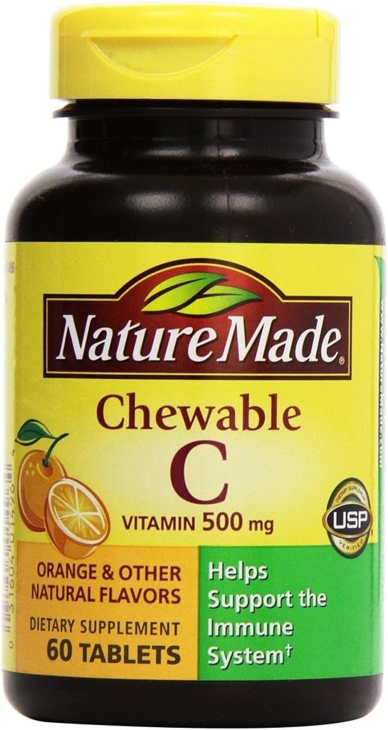 Nature Made - ויטמין C 500 מ"ג, 120 טבליות Chewable (Twin Pack 2 x 60)