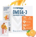 קורומה אומגה 3 שמן דגים, 650 מ"ג של אומגה 3 עם 3X Better Absorption Than Softgels, Orange Flavor, 30 Single Serve Squeeze Packets