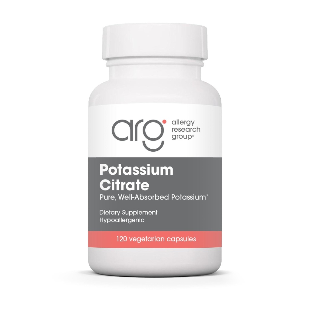 Allergy Research Group Potassium Citrate - for Men & Women, Organic, Pure, Well-Absorbed, 99 מ"ג, קפסולות צמחוניות - 120 הרוזן