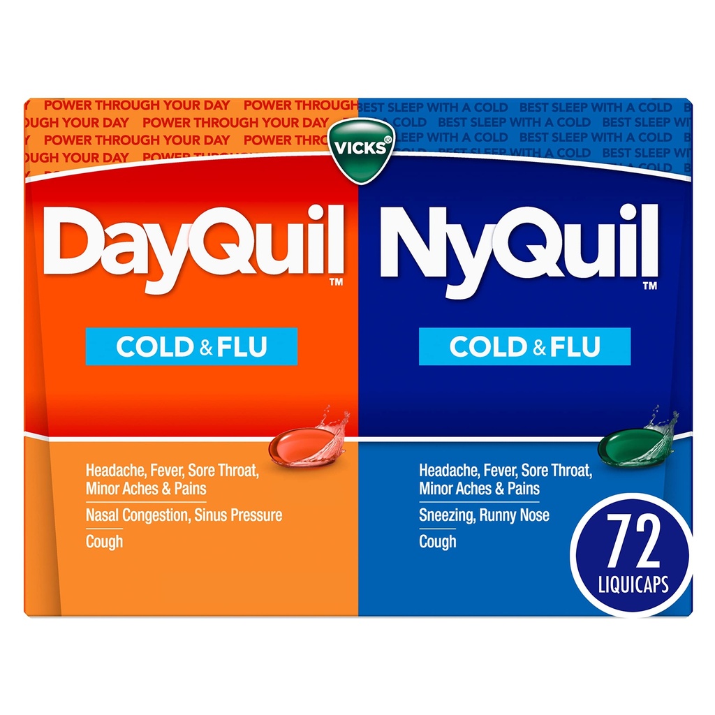 יום ויקס וניק קוויל Co-Pack, Cold & Flu Medicine, Powerful Multi-Symptom Daytime & Night Relief for Headache, Fever, Sore גרון, Aches & Pains, & Cough, 72ct, 72ct, 72ct, 72ct, 72ct, 72ct, 72ct, 72ct, 72ct, 72ct, 72ct, 72ct, 72ct, 72ct, 72ct, 72ct, 72ct, 72ct, 72ct