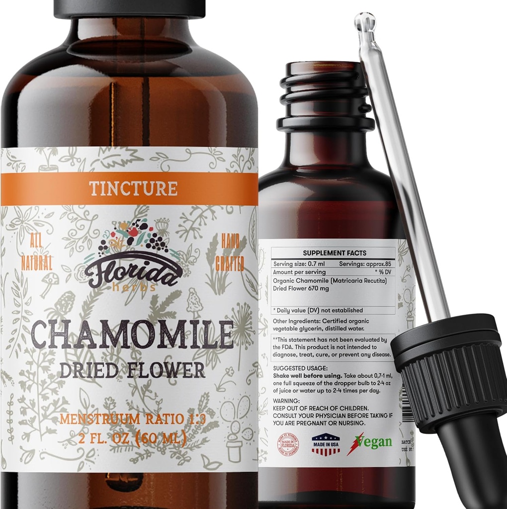 Chamomile Tincture, צ'מומיל אורגני (Matricaria Recutita) Flowers
