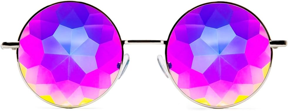 גלוFX Imagine Kaleidoscope משקפיים - Metal Frame - Rainbow Diffraction Rave EDM Festival