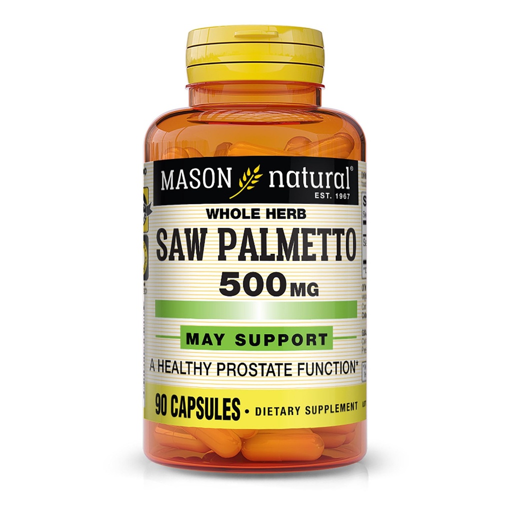 MASON NATURAL Saw Palmetto 500 מ"ג, תומך Prostate Health & Urinary Function, 90 קפסולות