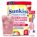 The Frozen Bean Sunkist Collagen Drink - hydrotion Strawberry לימון משקה אלקטרוליטה לנשים עם ויטמין C, Zinc, Collagen Peptides, באופן טבעי פלמור - 20 Pack