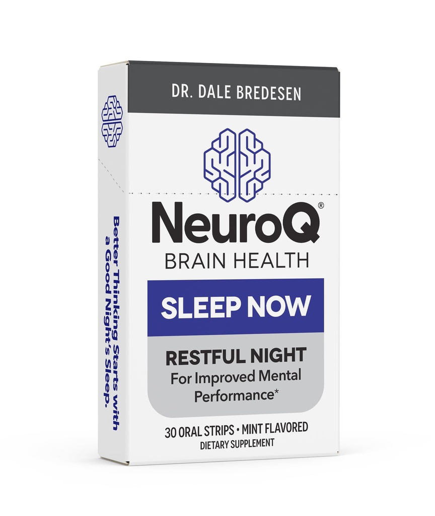 Life Seasons NeuroQ Sleep Now - Natural Sleep Support - לשמור על מחזורי שינה בריאים ותפקוד המוח - Melatonin & L-theanine - Non-Habit Forming - 30 Mint Oral Strips