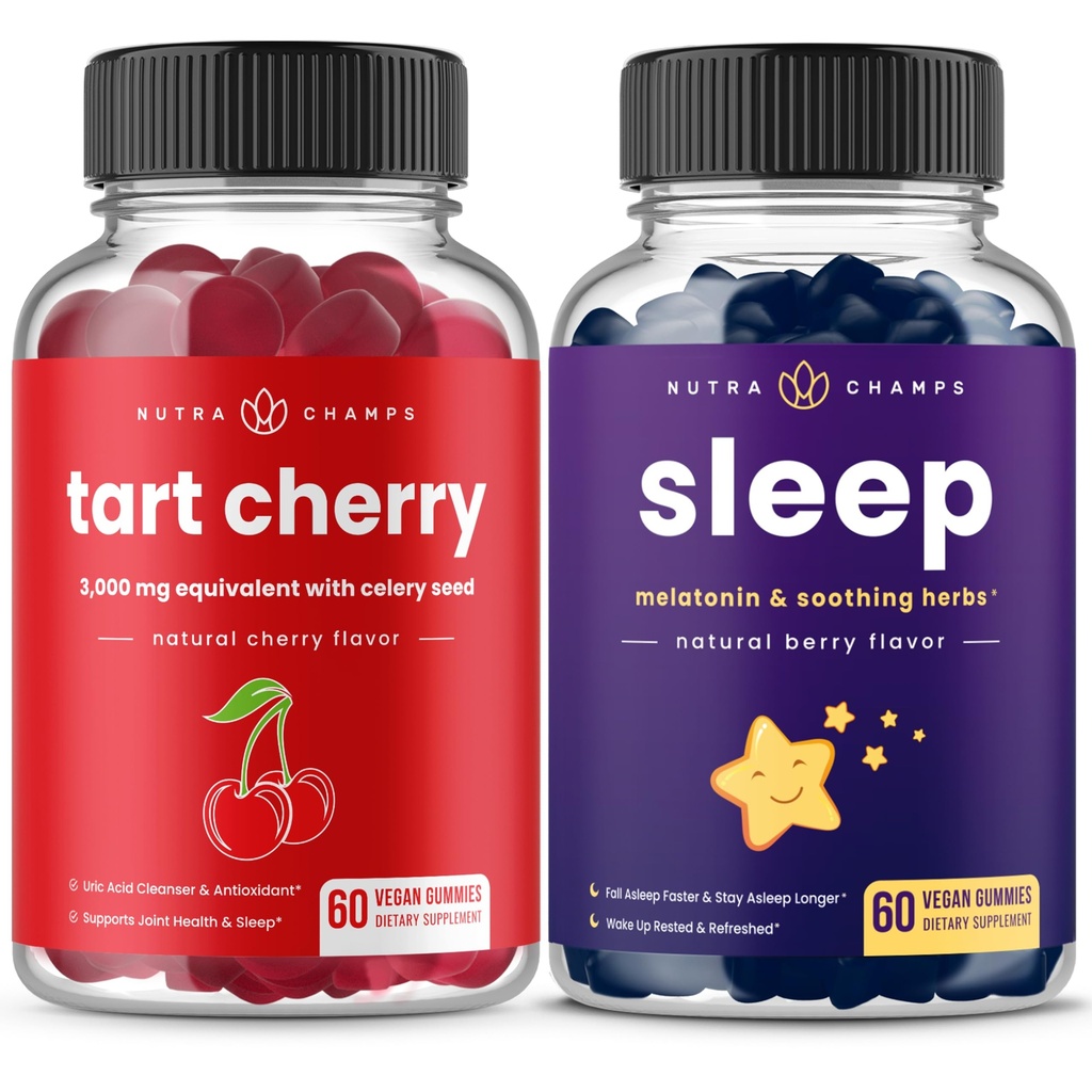 NutraChamps Tart Cherry & Sleep Gummies Bundle | Complete Muscle & Sleep Support