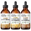 Wild & Organic Lion's Mane, טורקיה Tail & Chaga Mushroom Tinctures