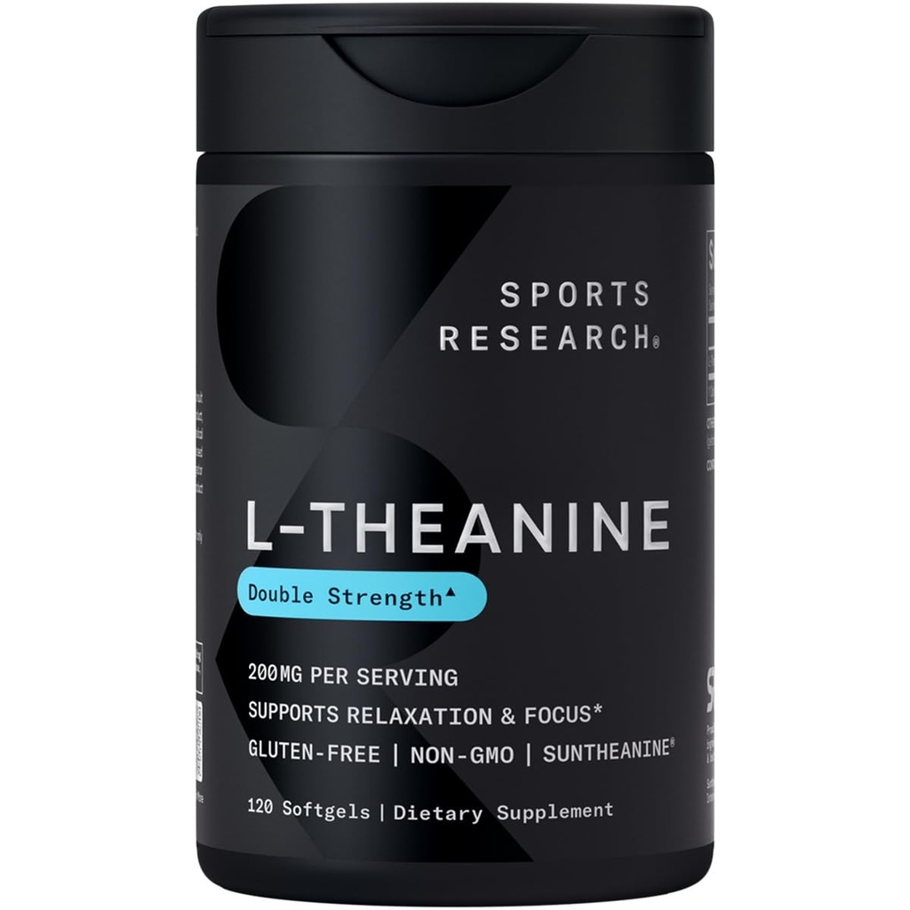 מחקר ספורט כפול כוח L-theanine תוסף - Suntheanine Softgels for Focus, הירגעות ואזהרות - תמיכה לא-Drowsy שנעשה עם שמן קוקוס, Non-GMO & Gluten חינם - 200 מ"ג, 120 הרוזן
