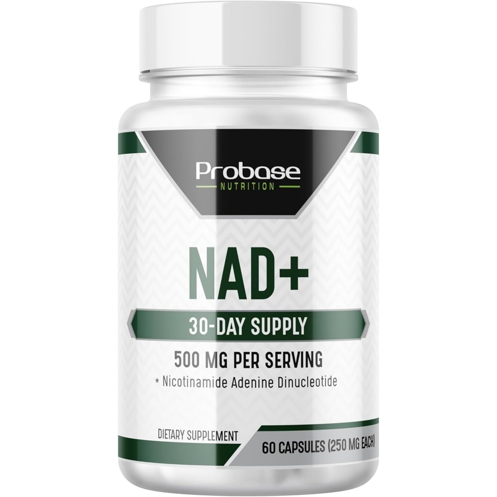 Probase Nutrition NAD תוסף 500 מ"ג גבוה עוצמה 30 יום אספקת NAD מקסימייזר דומה Nicotinamide Riboside טבעוני non GMO צד שלישי נבדק