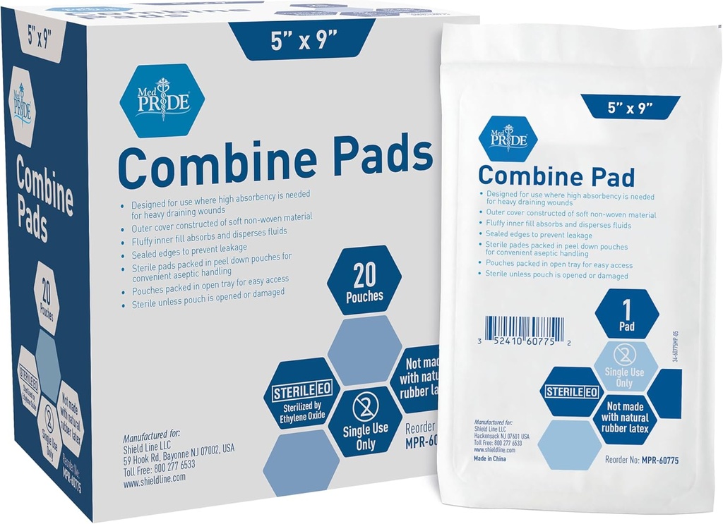 MED PR nondestick Sterile Abdשלבe Pads 5x9 in אקסטר Absorbent Surgical Dressing for Heavy Leakage (40 Count)