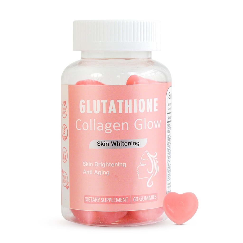 Laicuherb Glow Gummies for Women Skin & Nails Care, 60 Count Watermelon Flavor Collagen Glowing Skin Gummies for Skin Brightening, Organic Chewable Vitamins, Vegan, Gluten-Free