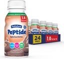 PediaSure Peptide 1.0,24 ספירה,Complete, תזונה מובנת לילדים עם תנאי GI, פורמולה מבוססת פפטיד, עם חלבון 7g ו-Prebiotics, עבור אוראלי או צינור,Chocolate,8-floz בקבוק בקבוק