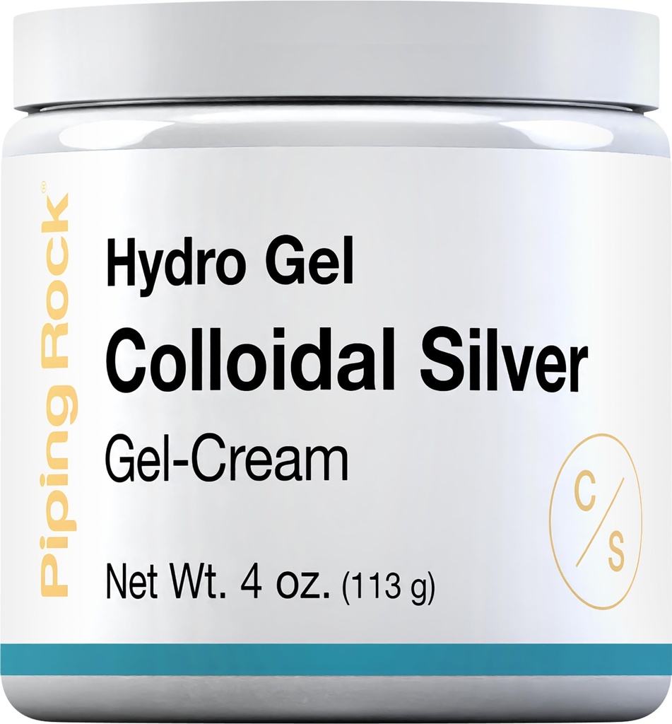 Piping Rock Colloidal Silver Cream 4 oz | עבור Skin | Hydro Gel Cream | Non GMO, Gluten Free
