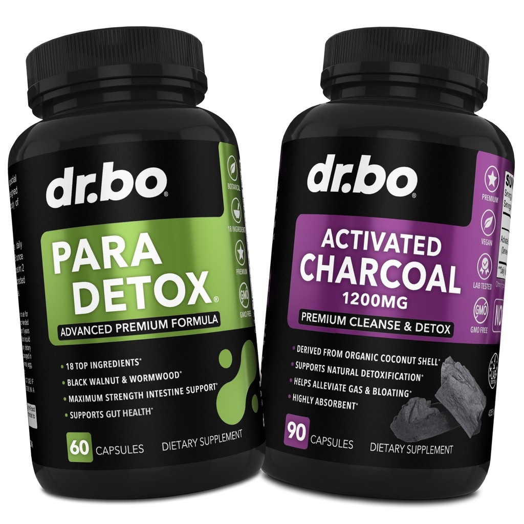 Body Detox ניקויse & Charcoal כמוסות - Intestinal Digestive תמיכה תוספי עבור Stomach Gut בריאות - Pro Gut Health Intestine תוסף Binder Stomach - Wormwood Black Walnut Complex & Cloves