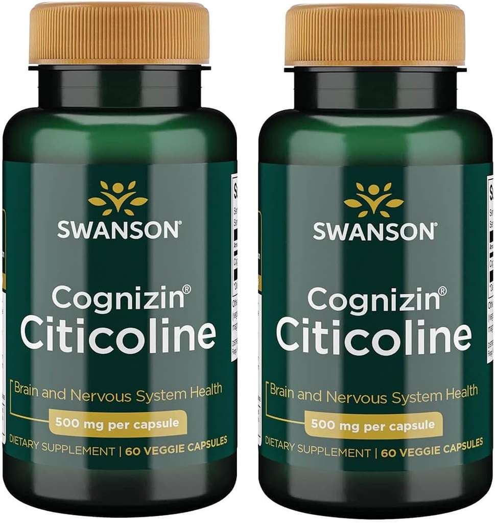 Swanson Cognizin Citicoline 1,000 מיליגרם 60 ואג קפסולות (2 Pack)