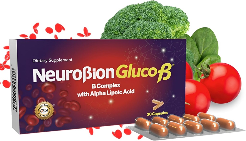 Neurobion Gluco B con Acido אלפא Lipoico Dietary תוסף B Complex with Alpha Lipoic Acid, Complejo B 30 קפסולה