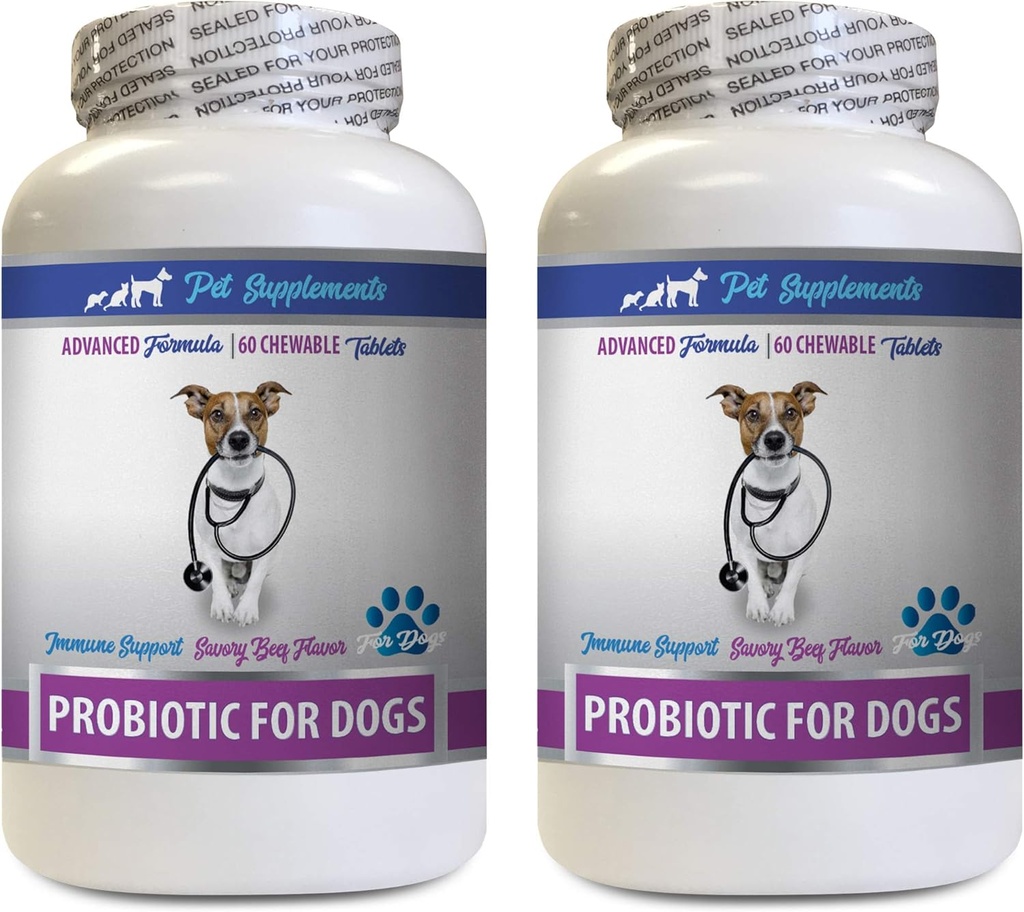 כלב גוט שיקום - ProBIOTICS for Dogs - Healthy Gut - Stop Gas Diarrhea ו- Bad Breath - Digestive Boost - כלב פרוביוטיקה אנזימים - 2 בקבוקים (120 טיפולים)