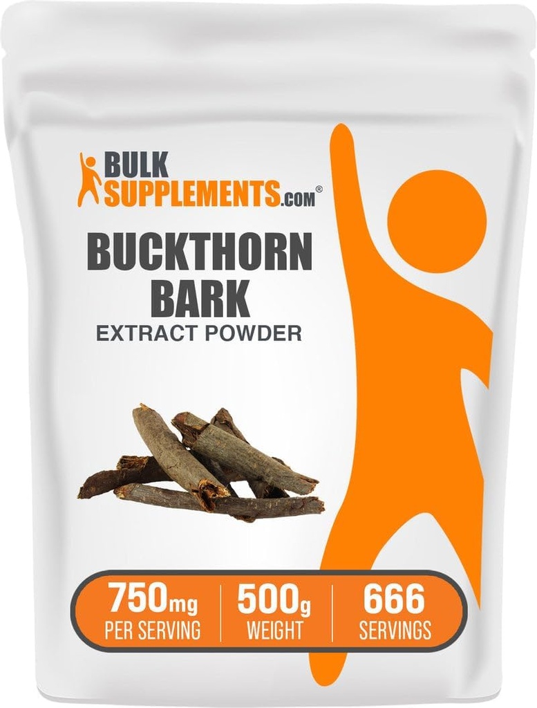 BulkSupplements.com Buckthorn Bark אבקת - Buckthorn Bark אבקה, Herbal Supplement - טבעוני וגלוטן חינם, 750 מ"ג לשרת, 500g (1.1 lbs) (Pack of 1)