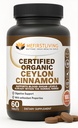 Me First Living Ceylon Cinnamon 1000mg, 100% Certified Organic Ceylon Cinnamon, Non-GMO, True Cinnamon, Metabolism Support, Antioxidant - 60 Tablets