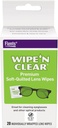 Flents Lens Wipes, Wipe 'N Clear, 20 Count, Pre-Moistened, Streak-Free, בטוח עבור משקפיים, אנטי-Fog, ניקוי Gentle, Clear Vision, באופן אישי נדחס עבור נסיעות והסכמה, מיוצר בארה"ב.