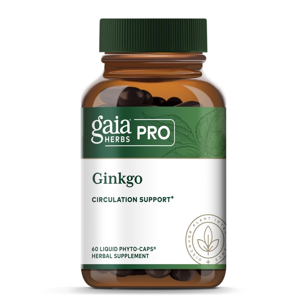 GAIA HerBS PRO גינקו - איכות דם בריאה ותמיכה בתפקוד המוח * - Blood Circulation Support Supplement* עם ג'ינקגו Leaf Extracts - 60 נוזל Phyto-Caps (30 משרתים)