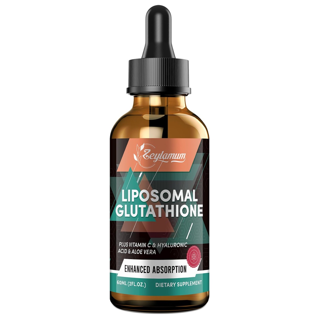2000MG Liposomal Glutathione נוזל טיפות, Ultra High Absorption, Natural Detoxification, Immune System & Skin Supprot *, L-Glutathione, ויטמין C & Hyaluronic Acid, קפסולות אלטרנטיביות, 2.02 OZ