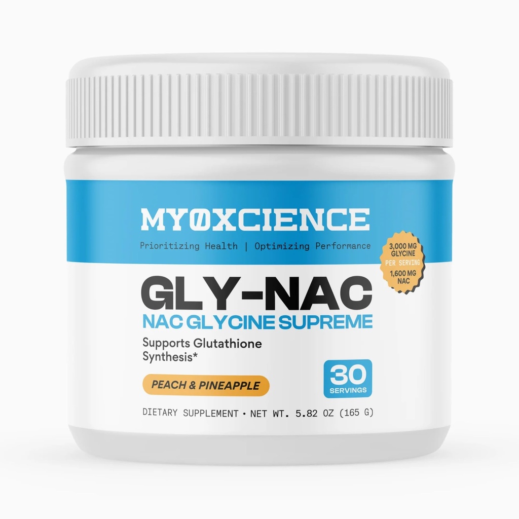 MyOXCIENCE NAC Glycine עליון | N-Acetyl-L-Cysteine, Glycine ו-Taron משלב (Natural Peach and Pineapple Flavor) (30 משרתים)