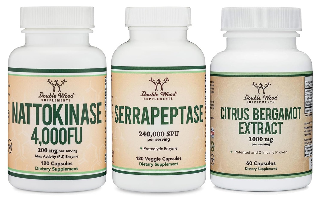 תוסף Nattokinase (120 קפסולות), Serrapeptase (120 קפסולות), Citrus Bergamot (60 קפסולות)
