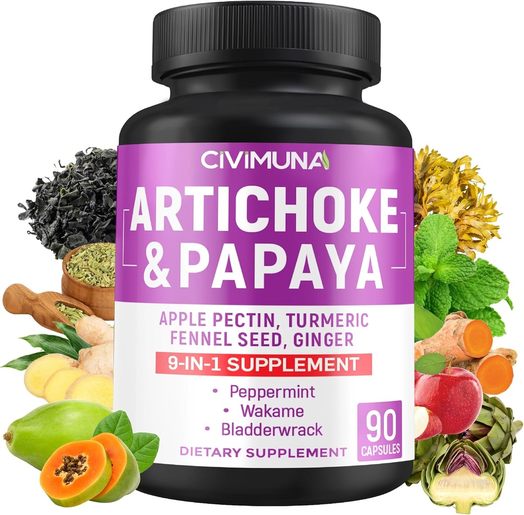 כמוסות Artichoke עם Artichoke, Papaya, Apple Pectin ועוד - 90 קפסולות במשך 3 חודשים אספקה