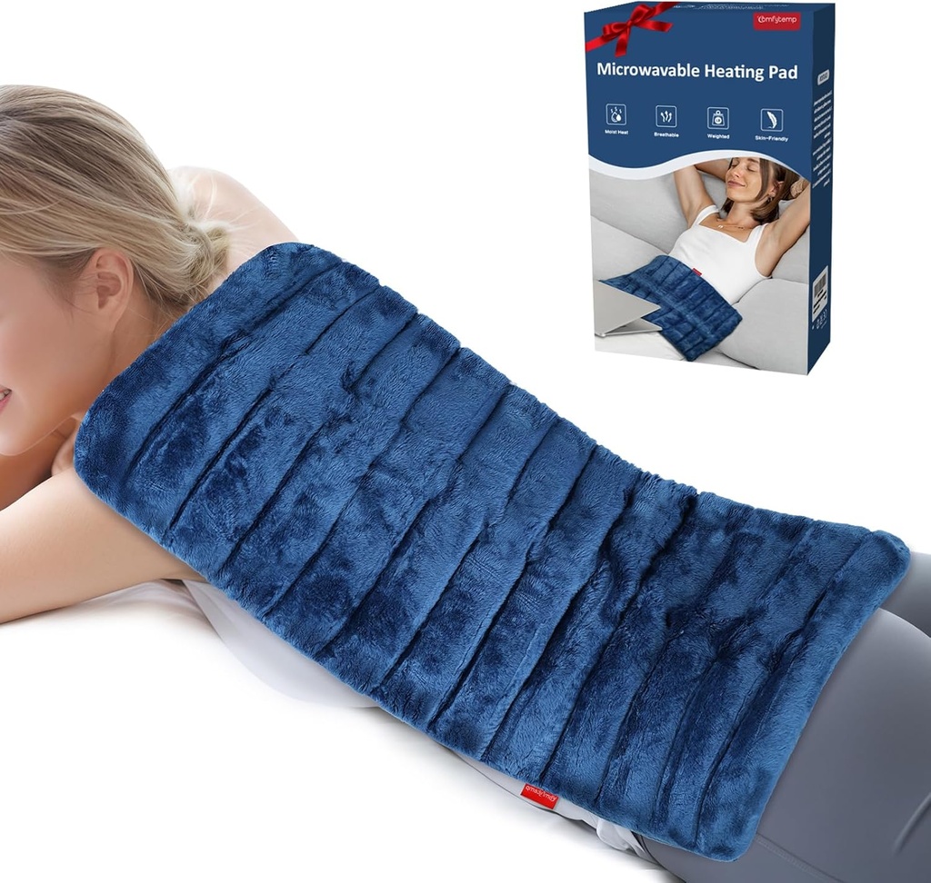 זמן קצר נוסף Microwavable Heating Pad for Back Pain Relief, 12"x23" 3.7 LB Moist Heat Pad for Neck Shoulder, Cramps, Physical Therapy Mothers Day Gifts for Aches, Joints