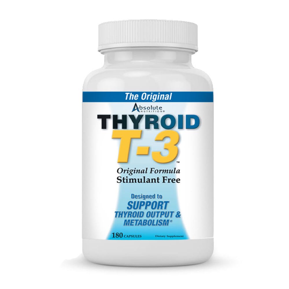 תזונה מוחלטת Thyroid T-3 Radical Metabolic Booster, Energy & Focus Unflavored Thyroid תומך פורפסולות פורמולה, metabolism טבעי Booster, תמיכה בתפקוד Thyroid בריא, 180 קפסולות