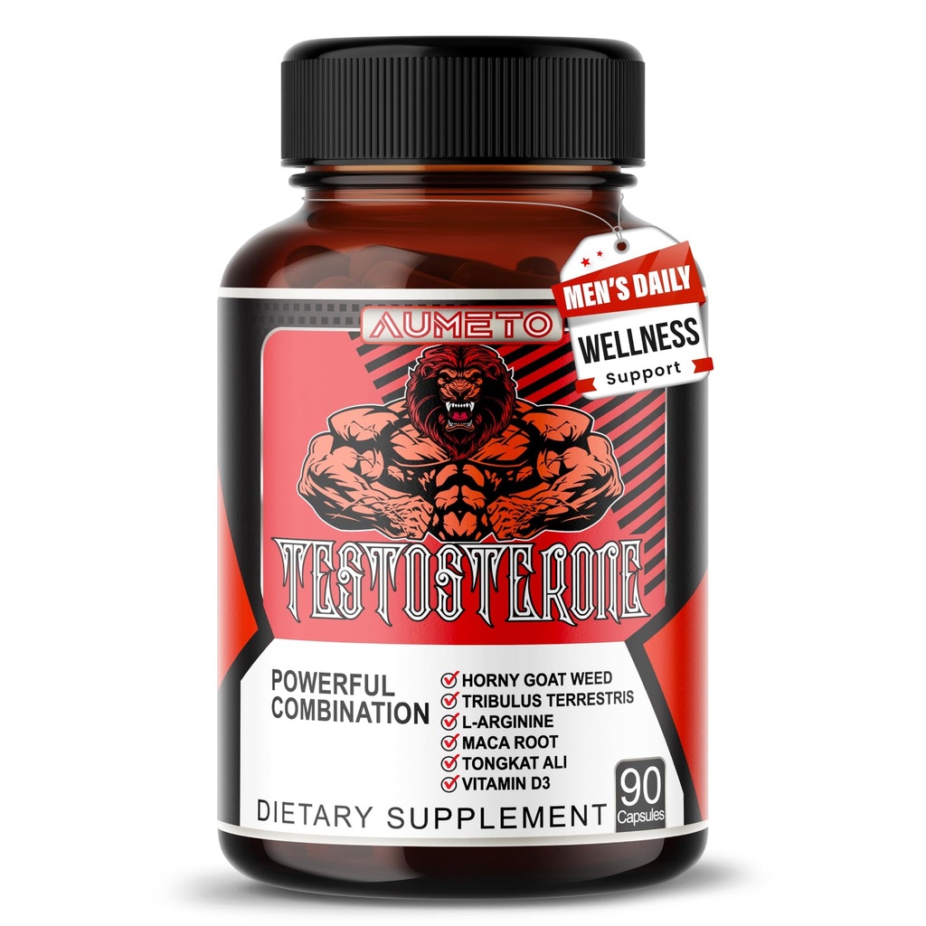 Vitality & Wellness Support for Men with Tribulus, Tongkat Ali, Maca Root, L-Arginine & ויטמין D3 - 90 קפסולות