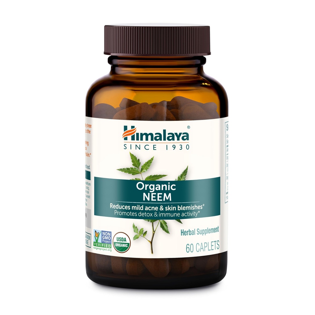 ההימלאיה אורגנית Neem, 60 יום אספקה - תוספי צמחי Acne התומכים Clear Skin ו Detox - USDA אורגני, טבעוני, non-GMO, Gluten Free, 600 מ"ג, 60 קפסולות
