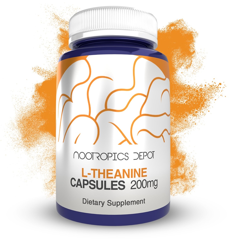 Nootropics Depot L-Theanine Capsules 200mg (90 Count) | Promotes Relaxation | Supports Healthy Stress Levels + Sleep Cycles | Promotes Cognitive Function + Focus | Amino Acid Supplement