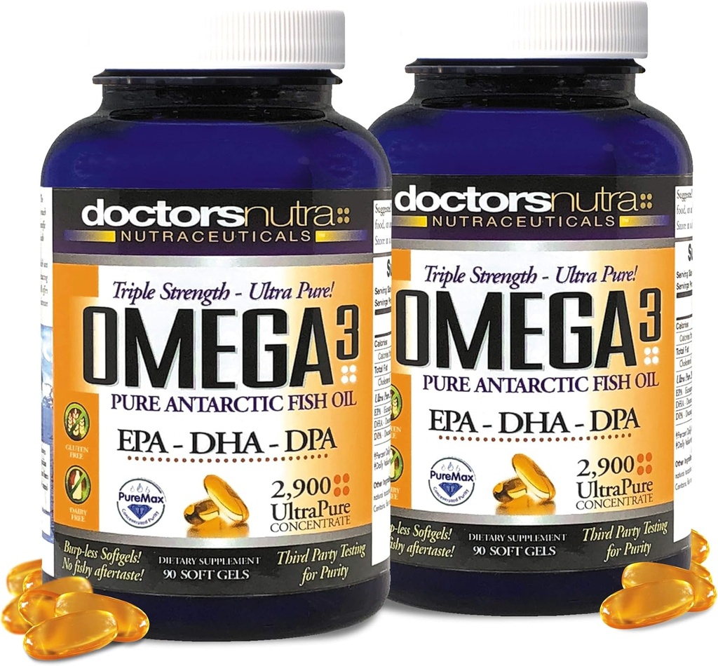 (Pack of 2) Wild אומגה 3 דגים שמן DPA תוספת 2,900 מיליגרם, EPA-DPA-DHA, SoftGels
