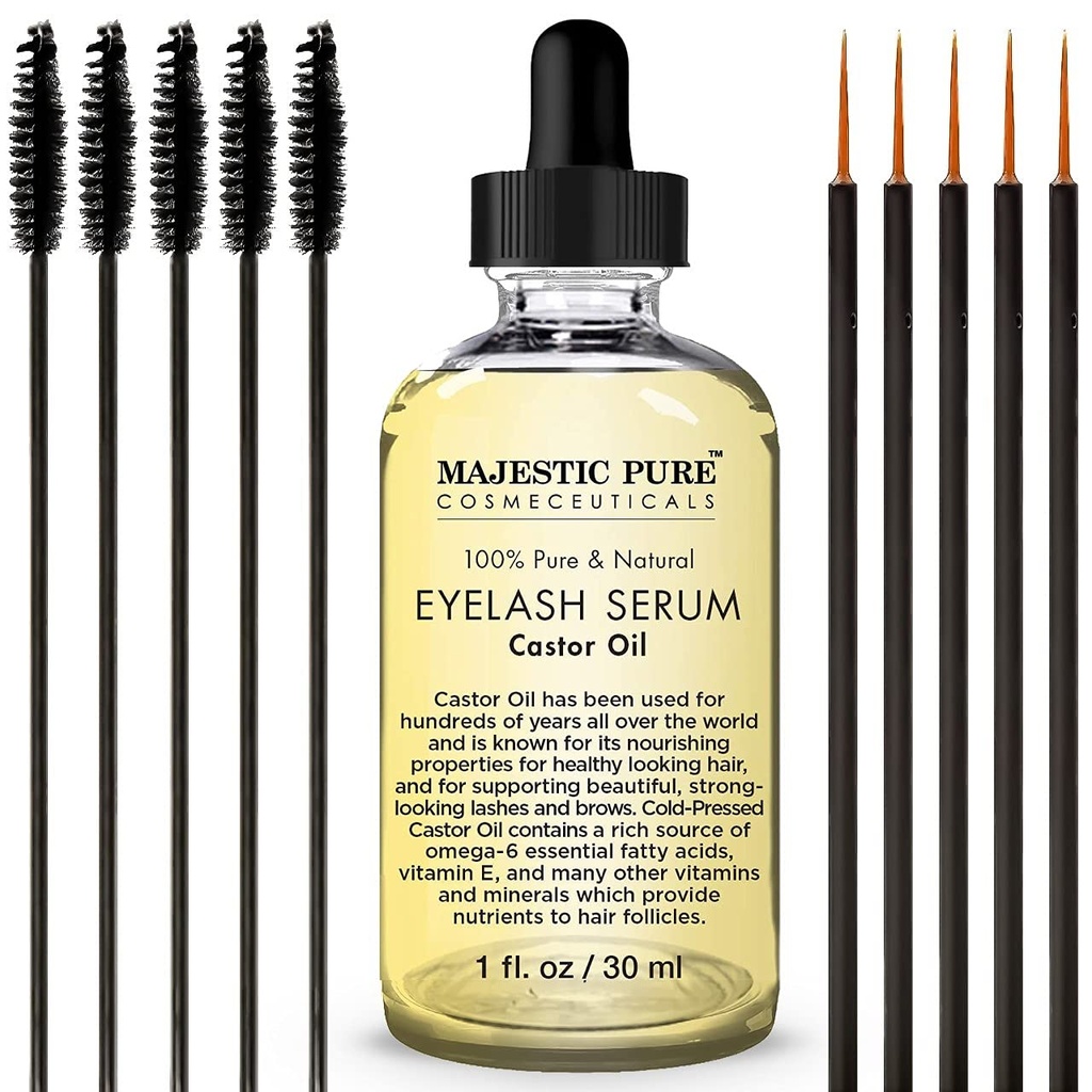 מגנזיום Pure Castor Oil Eyelash Serum - עם Apple & Argan Stem Cells - Eyelash Growth Serum עבור עקיפים ארוכים יותר, Eyebrows & Hair - Free Set of Mascara Brush & Eyeliner Applicator - 1 fl oz oz oz oz oz oz oz oz oz oz oz oz oz oz oz oz oz