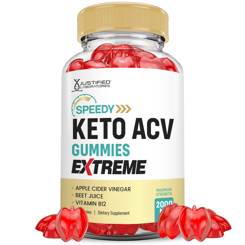 Justified Laboratories Speedy Keto ACV Gummies Extreme 2000MG Speedy Ketomies Advanced Formula Apple Cider Vinegar with Pomegranate Beet Juice אבקת B12 טבעוני non GMO 60