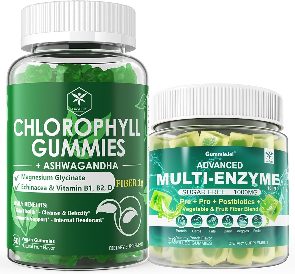 אנזימים Enzymes Gummies & Chlorophyll סיבים חניכיים Bundle