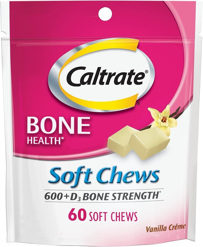 Caltrate Calcium & ויטמין D Soft Chews Vanilla Creme 60 כל אחד (Pack of 2)