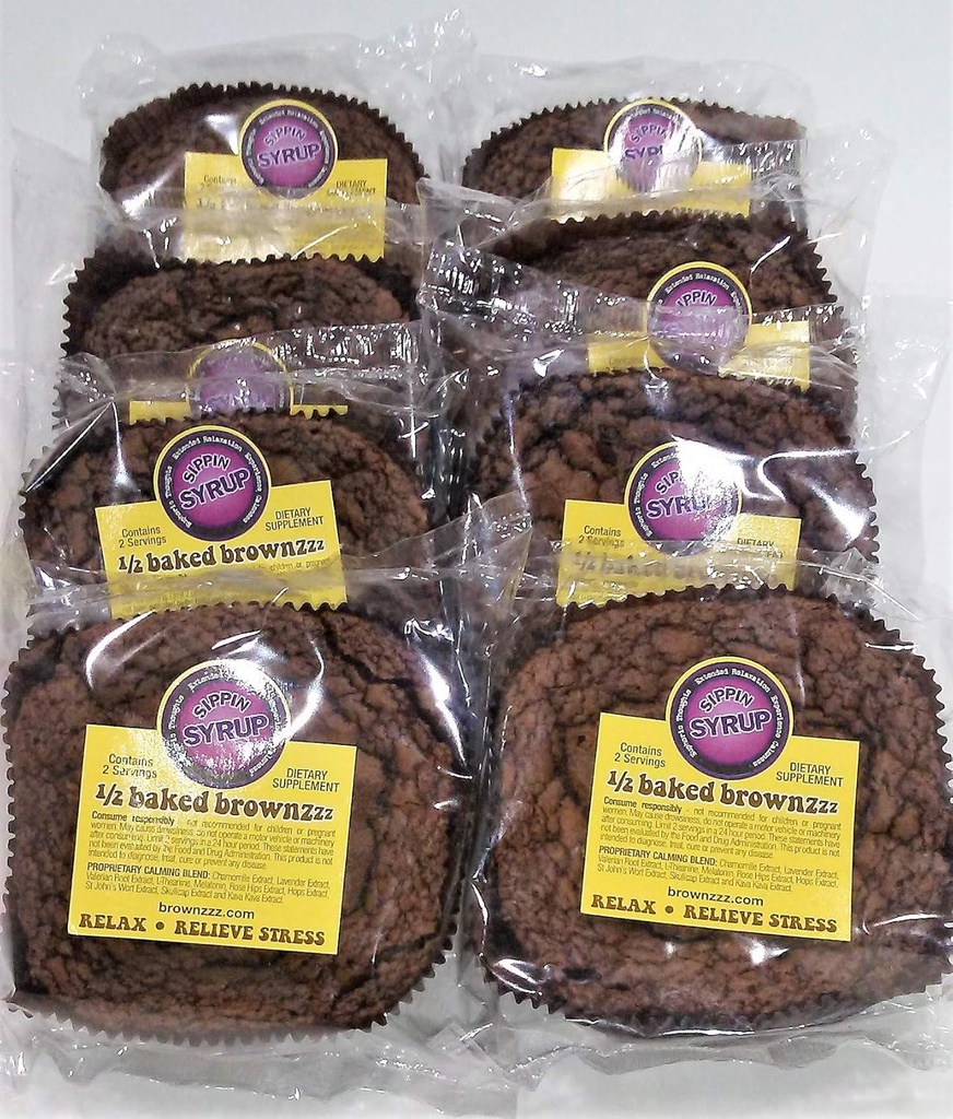 1/2 Baked Brownzzz - להירגע ולמתח Relieve - Qty. of 8 ב Box - תוספת תזונתית עם Chamomile, Lavender, ולריאן, St. John's Wort ועוד (8)